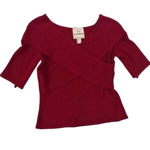 Joseph Ribkoff red blouse with crossover detailing